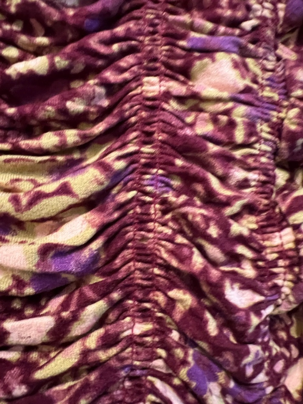 Free People Ruched Long Sleeve Floral Scoop Top in Plum - Picture 7 of 16